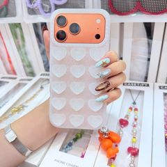 Case Ốp điện thoại iPhone chất silicone HÍT nam châm trái tim màu trắng iPhone 15/16/17Pro/Promax