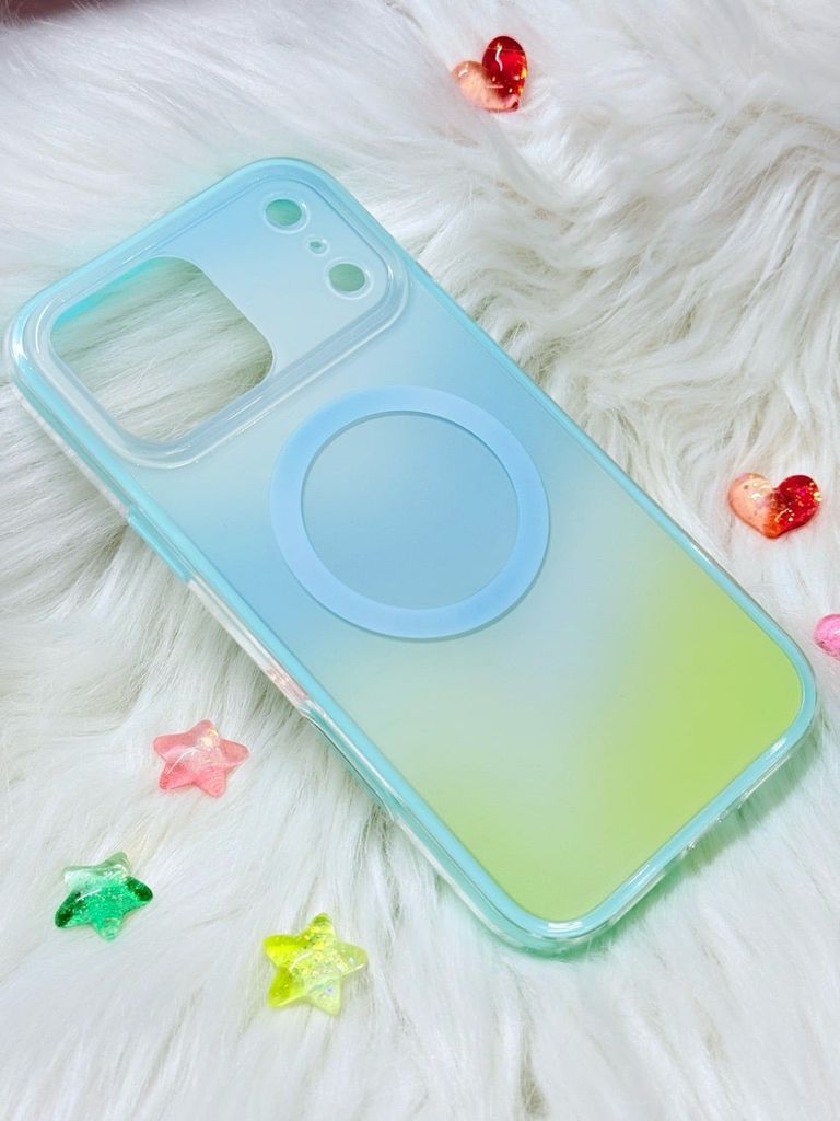 Case Ốp điện thoại iPhone Ombre Xanh Vàng Có Nút Control Magsafe iPhone 13/14/15/16/17Pro/Promax