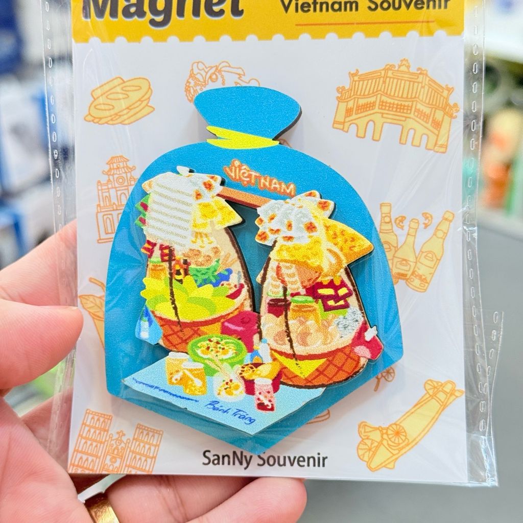 Nam châm Gỗ 3D Trang Trí Tủ Lạnh Fridge Magnet - Hình Ảnh Con Người Việt Nam - Món Ăn Việt Nam - Quà lưu niệm Việt Nam