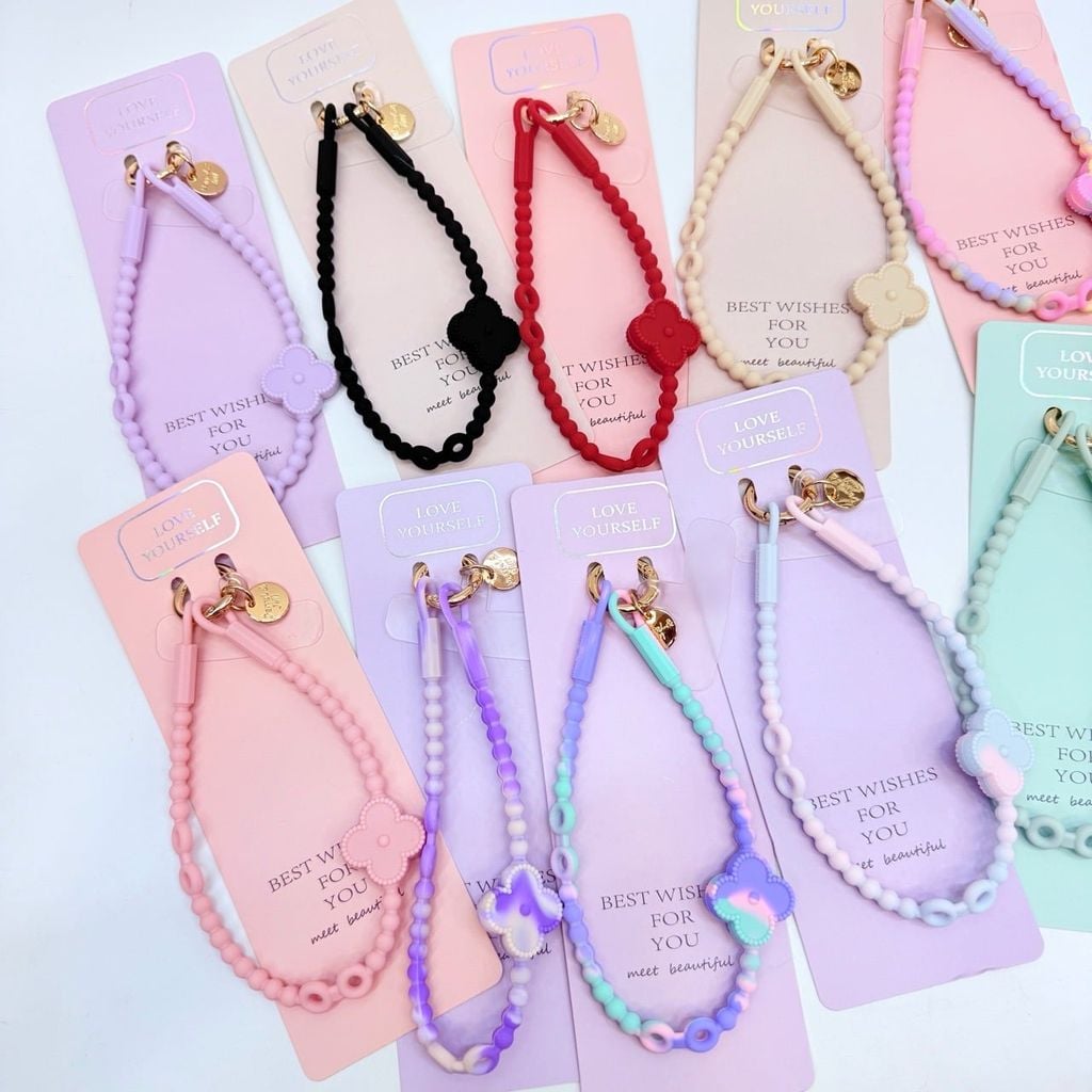 DÂY BI CHARM HOA Silicone CHỐNG BẨN kèm charm