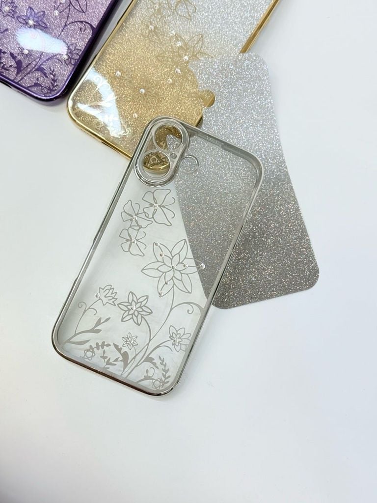 Case Ốp điện thoại iPhone TRong 2in1 Bling Bling Viền Xi iPhone 15/16/Plus