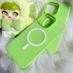 Case Ốp điện thoại iPhone Magsafe Trơn 2 Lớp Basic màu Xanh Dạ Quang iPhone 13/14/15/16/Pro/Promax