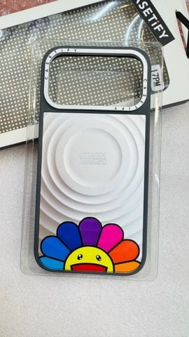 Case Ốp Điện thoại iPhone CaseTify Hoa Cười 7 Màu Nền Xám x Murakami Flower iPhone 17/16/15/14/13Promax