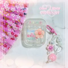 Cover Case Vỏ bảo vệ Airpod Trong Hoa Nổi Flower kèm móc khóa Airpod 1/2/3/Pro/Pro2