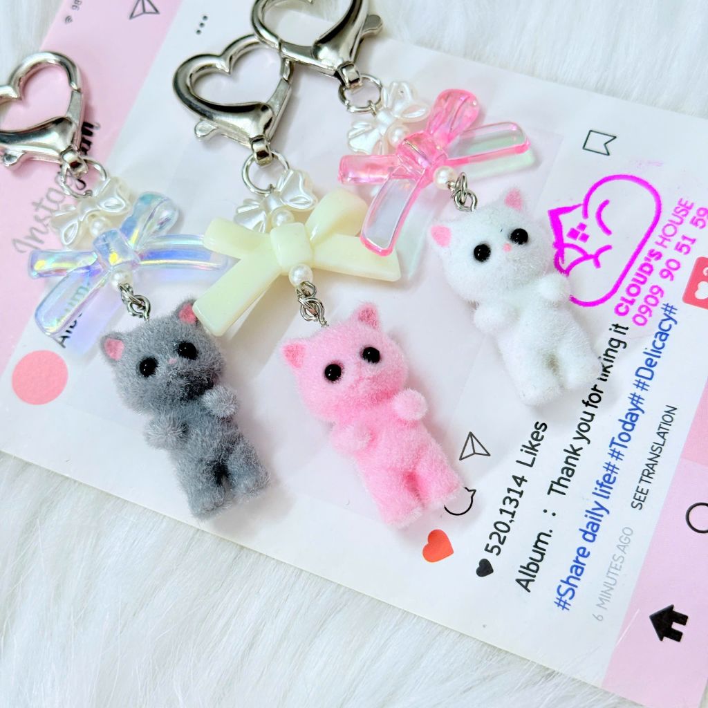 Móc Khóa Treo Mèo Cute Kèm Nơ