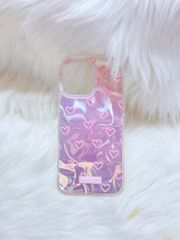 Case Ốp điện thoại iPhone Tim Hồng Ánh Bạc Hồng Hologram iPhone 12/13/14/15/16/Pro/Promax
