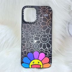 Case Ốp Điện thoại iPhone Hoa Cười Nhiều Màu Nền Đen x Murakami Flower Mirror CaseTify iPhone 17/16/Promax