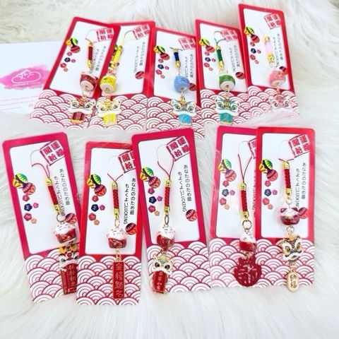 Móc Treo Mèo May Mắn Kèm Đầu Lân - Cầm Liểng- Nhiều Màu