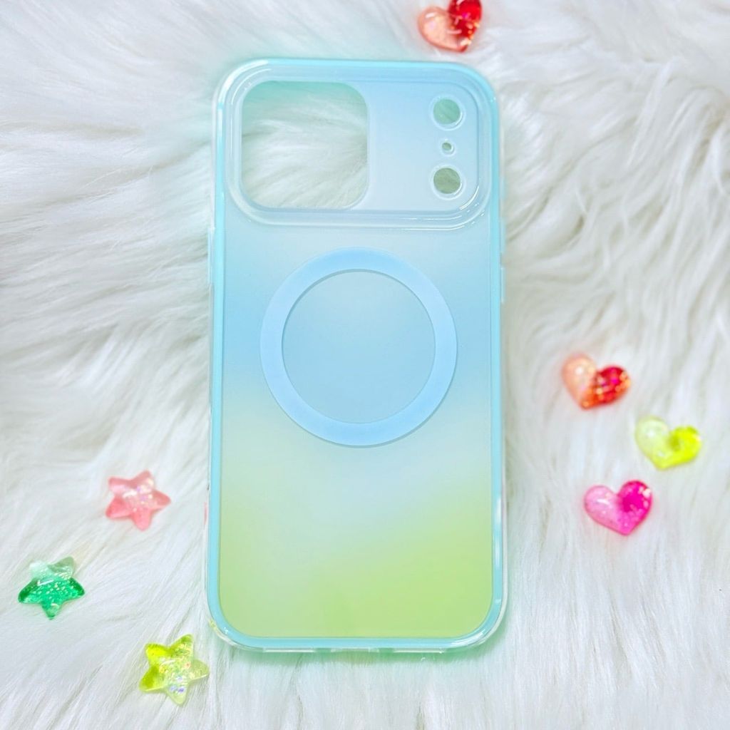 Case Ốp điện thoại iPhone Ombre Xanh Vàng Có Nút Control Magsafe iPhone 13/14/15/16/17Pro/Promax