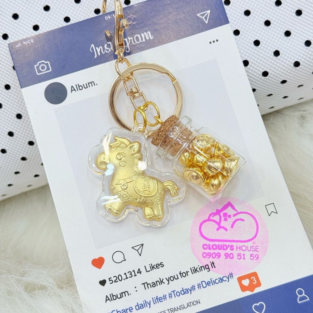 MÓC KHÓA NGỰA VÀNG KÈM HỦ VÀNG- TẾT