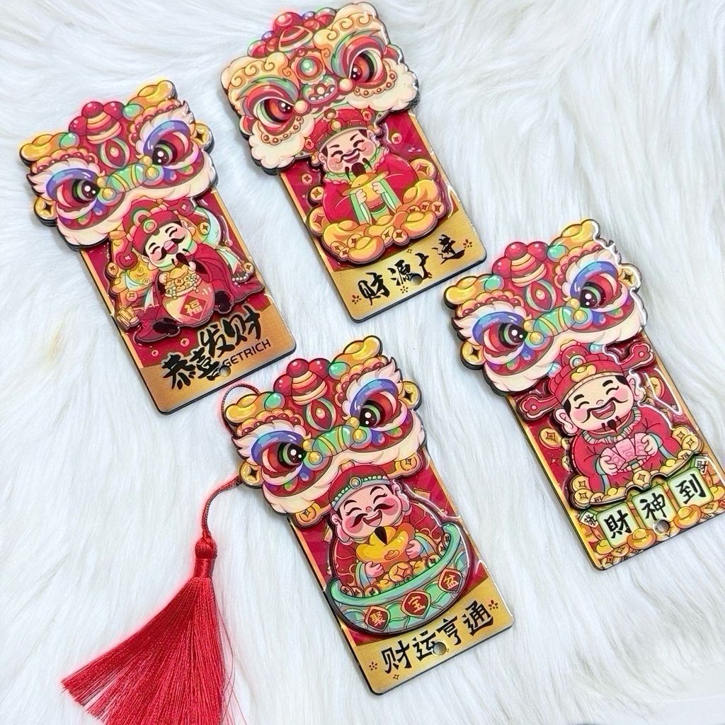 Magnet Trang Trí Tủ Lạnh Ông Thần Tài & Lân Tết (4 Mẫu)