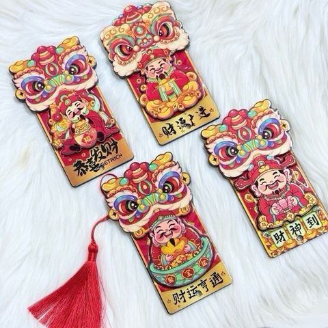 Magnet Trang Trí Tủ Lạnh Ông Thần Tài & Lân Tết (4 Mẫu)