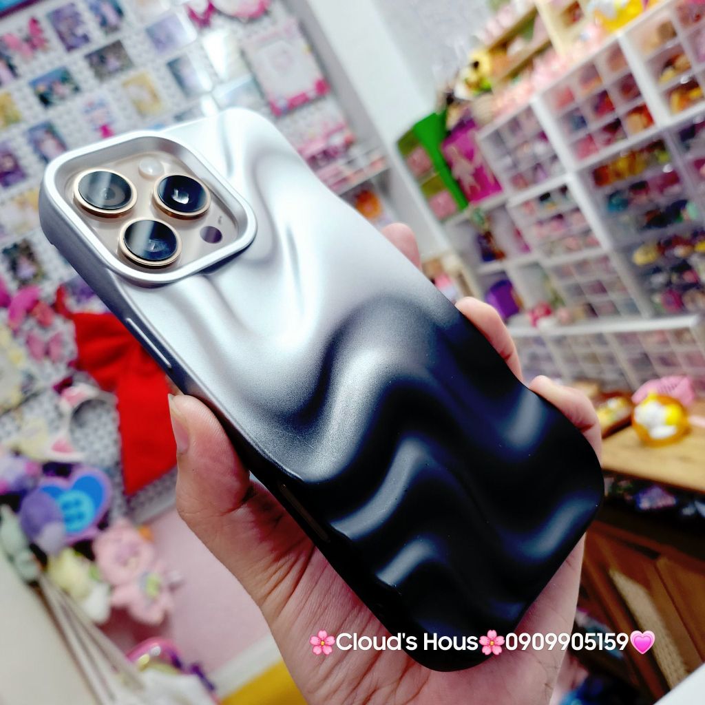 Case Ốp điện thoại iPhone Gợn Sóng Ombre Đen iPhone 13/14/15/16/Pro/Promax