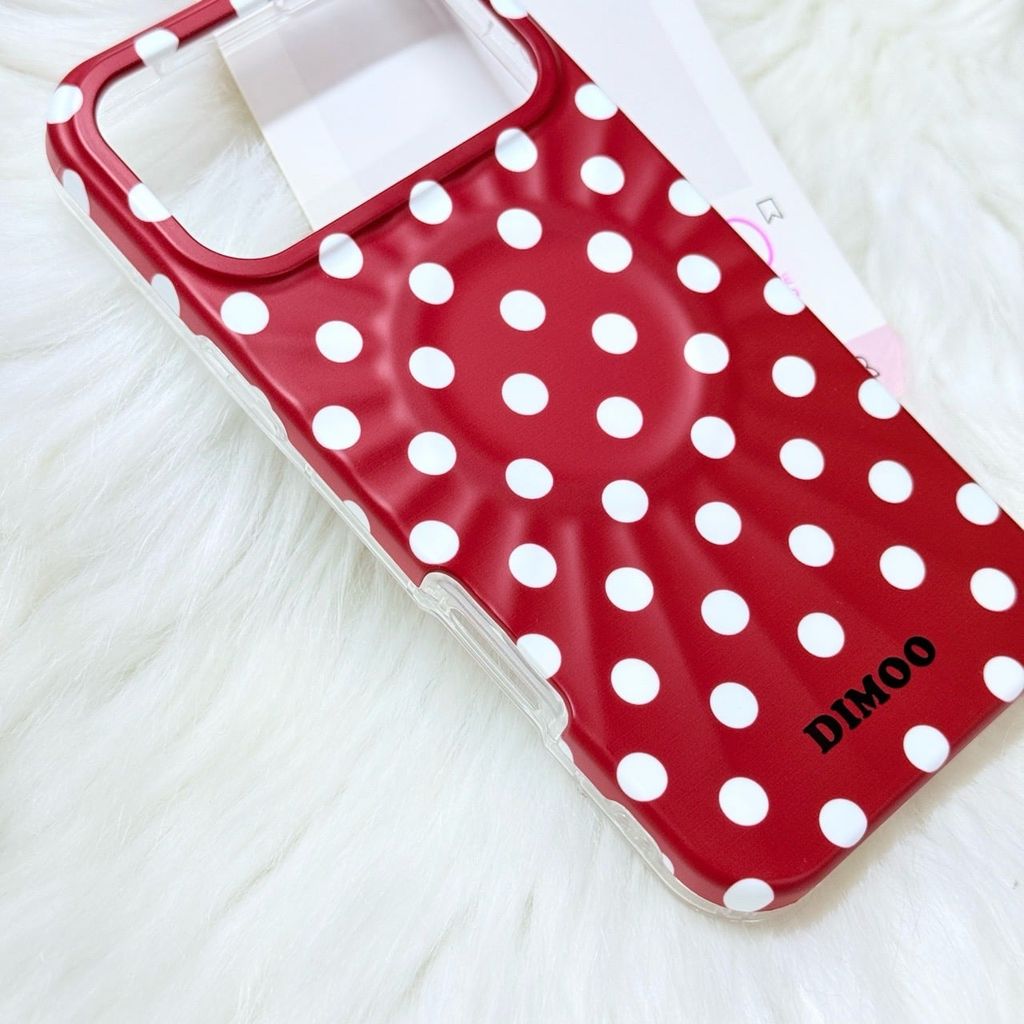 Case Ốp điện thoại iPhone Đỏ Chấm Bi Trắng DIMOO Magsafe Basic iPhone 17/16/15/14/13/12/Pro/Promax