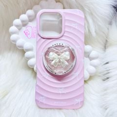 Case Ốp điện thoại iPhone Prettybow Nơ Trắng Nền Hồng Magsafe iPhone 17/16/15/14/13/12/Pro/Promax