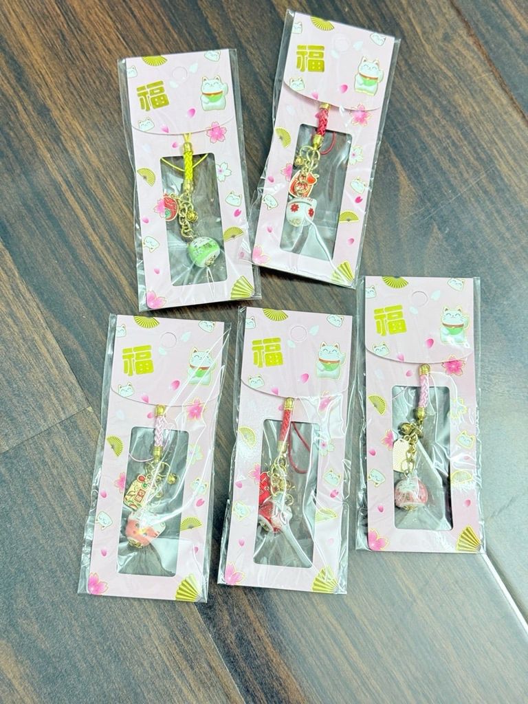 Móc Treo Điện Thoại Mèo Thần Tài Mèo Lớn Mèo Nhỏ – Phụ Kiện Trang Trí Nhiều Màu- Dây Kèm Chuông Nhỏ