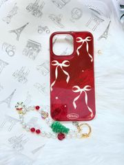 Case Ốp điện thoại iPhone Nơ Trắng Nền Đỏ White iPhone 12/13/14/15/16/Pro/Promax