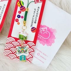 Móc Treo Mèo May Mắn Kèm Đầu Lân - Cầm Liểng- Nhiều Màu