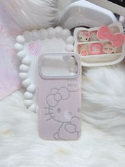 Case Ốp điện thoại iPhone Hello Kitty Hồng Nhạt Viền Camera Bling Bling iPhone 17/Pro/Promax
