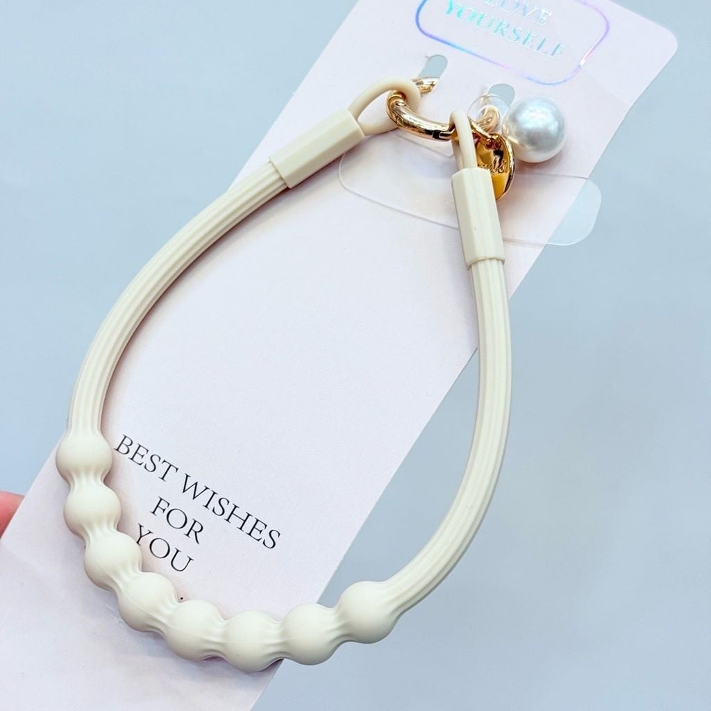 DÂY BI CHARM HOA Ngọc Trai Silicone CHỐNG BẨN kèm charm