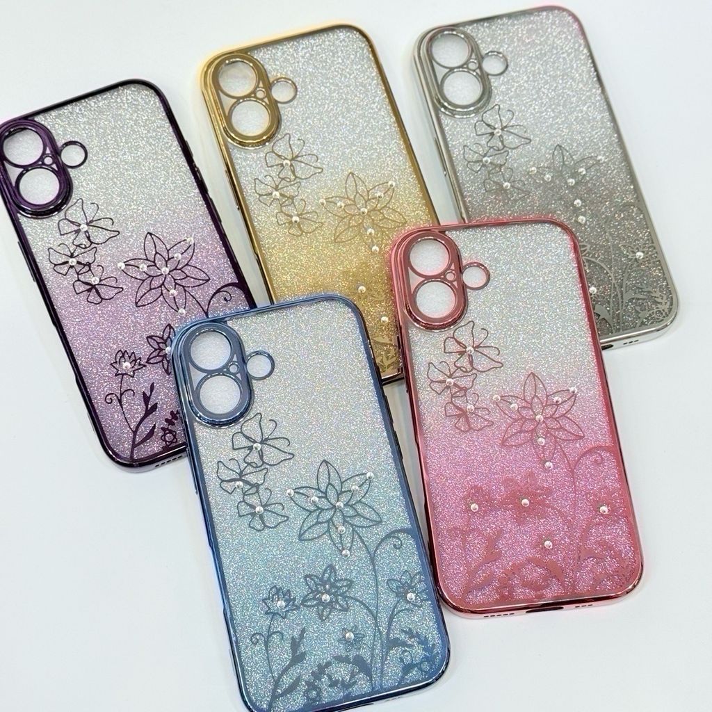 Case Ốp điện thoại iPhone TRong 2in1 Bling Bling Viền Xi iPhone 15/16/Plus