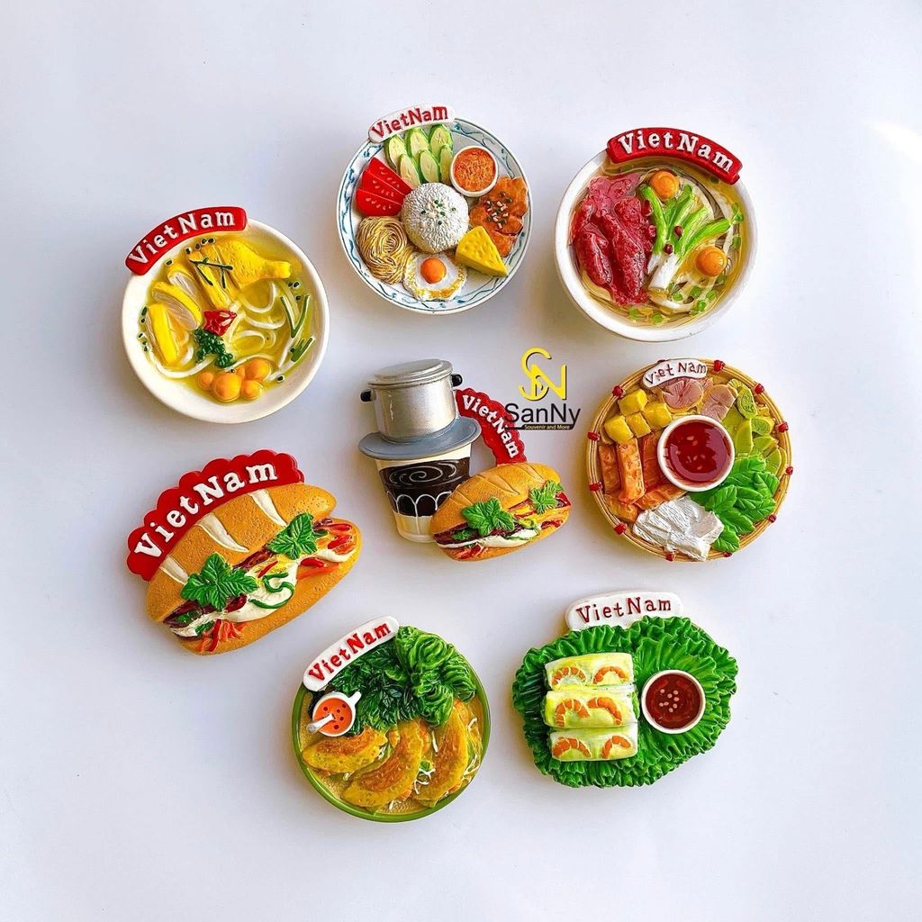 Nam Châm Gỗ 3D Trang Trí Tủ Lạnh Fridge Magnet - Món Ăn- Quà lưu niệm