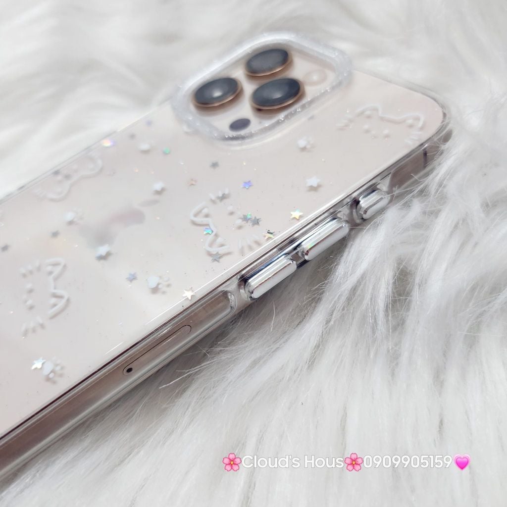 Case Ốp điện thoại iPhone Bling Bling Meomeo bé Mèo kute viền camera lấp la lấp lánh iPhone 13/14/15/16/17Pro/Promax