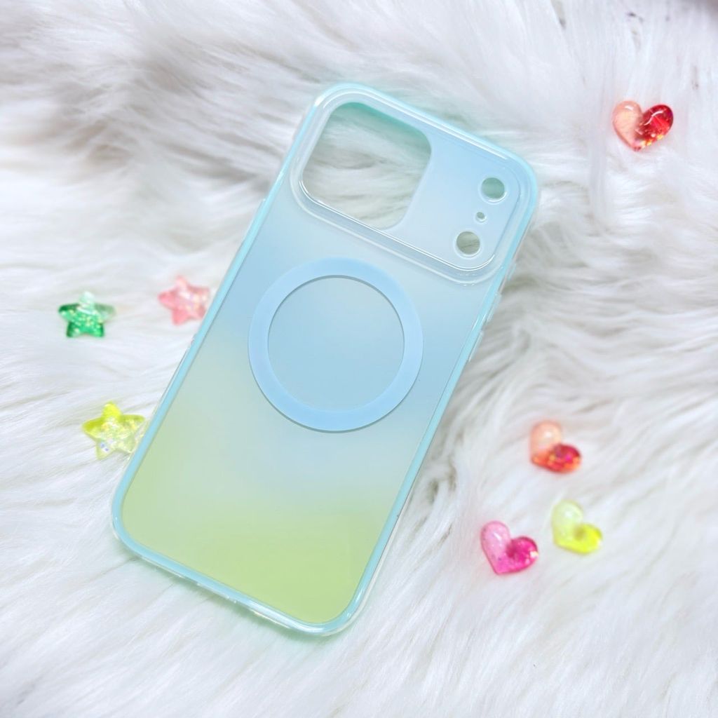 Case Ốp điện thoại iPhone Ombre Xanh Vàng Có Nút Control Magsafe iPhone 13/14/15/16/17Pro/Promax