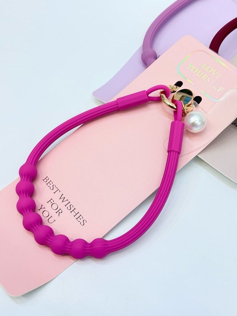 DÂY BI CHARM HOA Ngọc Trai Silicone CHỐNG BẨN kèm charm