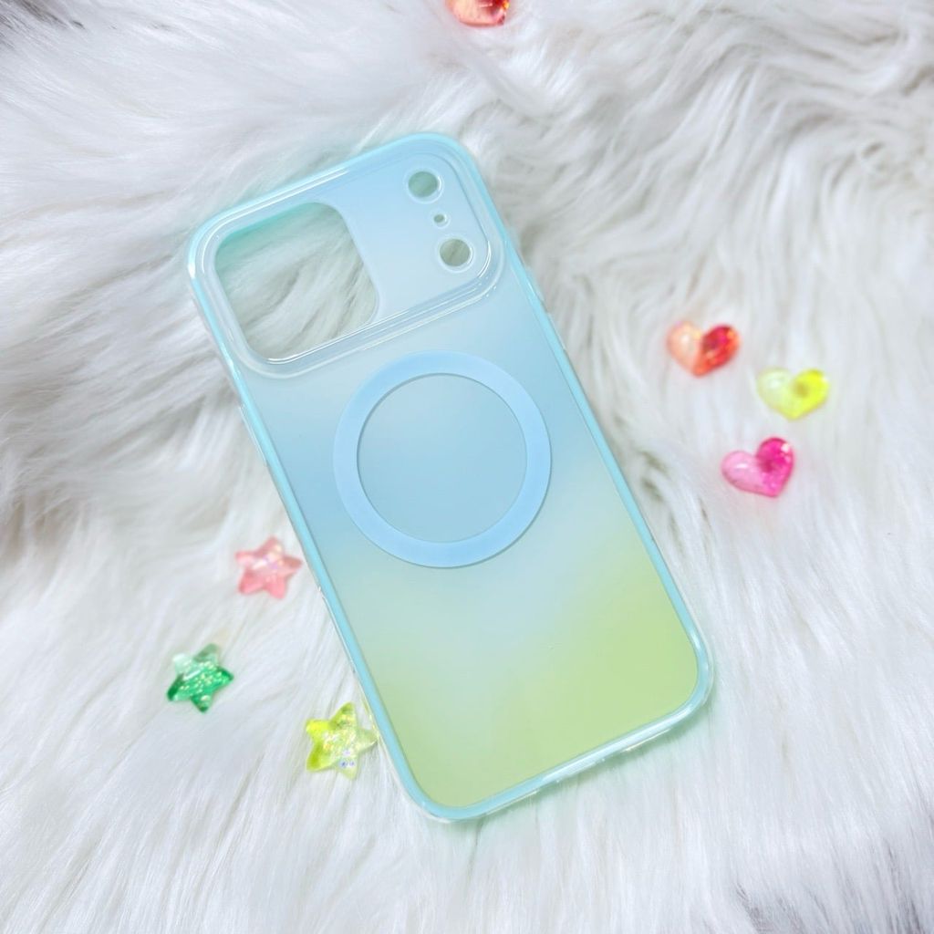 Case Ốp điện thoại iPhone Ombre Xanh Vàng Có Nút Control Magsafe iPhone 13/14/15/16/17Pro/Promax