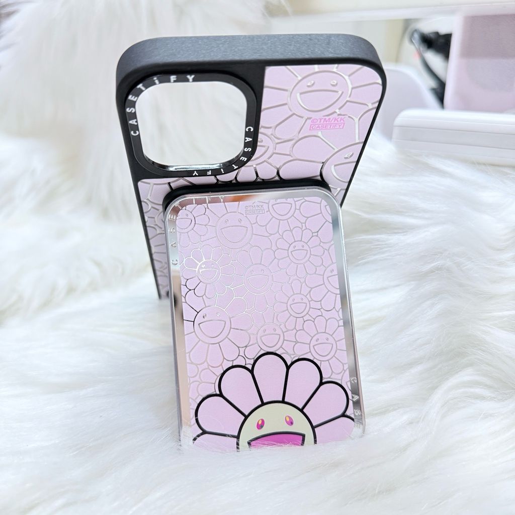 Case Ốp Điện thoại iPhone Hoa Cười Nền Hồng x Murakami Flower Mirror CaseTify iPhone 17/16/Promax
