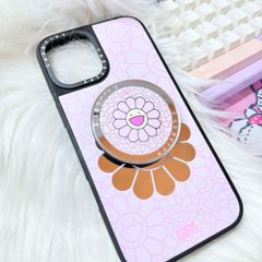 Case Ốp Điện thoại iPhone Hoa Cười Gương Nền Hồng x Murakami Flower Mirror CaseTify iPhone 17/16/Promax