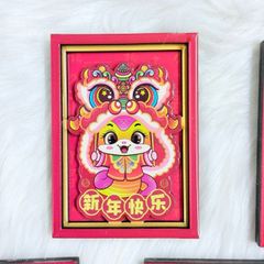 Magnet Trang Trí Tủ Lạnh Vuông Ông Thần Tài & Lân & Mèo Thần Tài Tết (4 Mẫu)