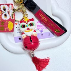 Móc Khóa Ông Lân Ôm Chuông Lớn Đỏ Tết