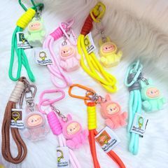Dây đeo ngắn móc tay LABUBU chất dù giữ điện thoại màu phối trơn ( DÂY NGẮN) - kèm móc hoạt hình
