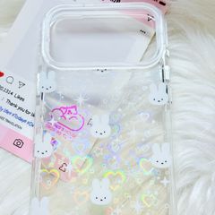 Case Ốp điện thoại iPhone Bling Bling ánh tim bé Thỏ kute viền camera lấp la lấp lánh iPhone 13/14/15/16/17Pro/Promax