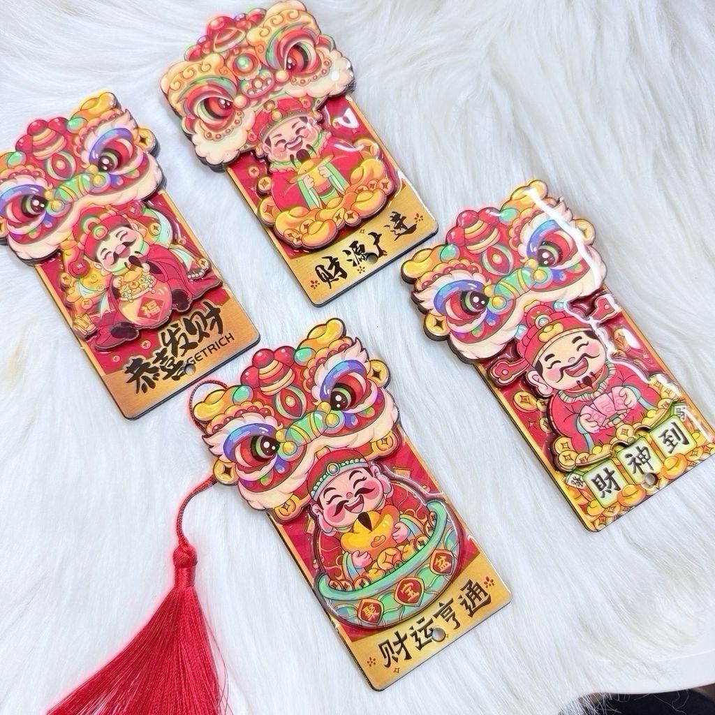 Magnet Trang Trí Tủ Lạnh Ông Thần Tài & Lân Tết (4 Mẫu)