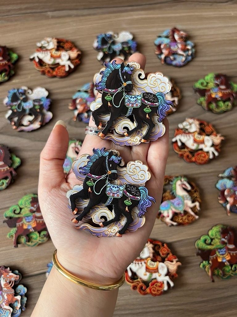 Nam châm Gỗ 3D Trang Trí Tủ Lạnh Fridge Magnet - Hình Ảnh NGỰA NGŨ HÀNH - Quà lưu niệm Việt Nam