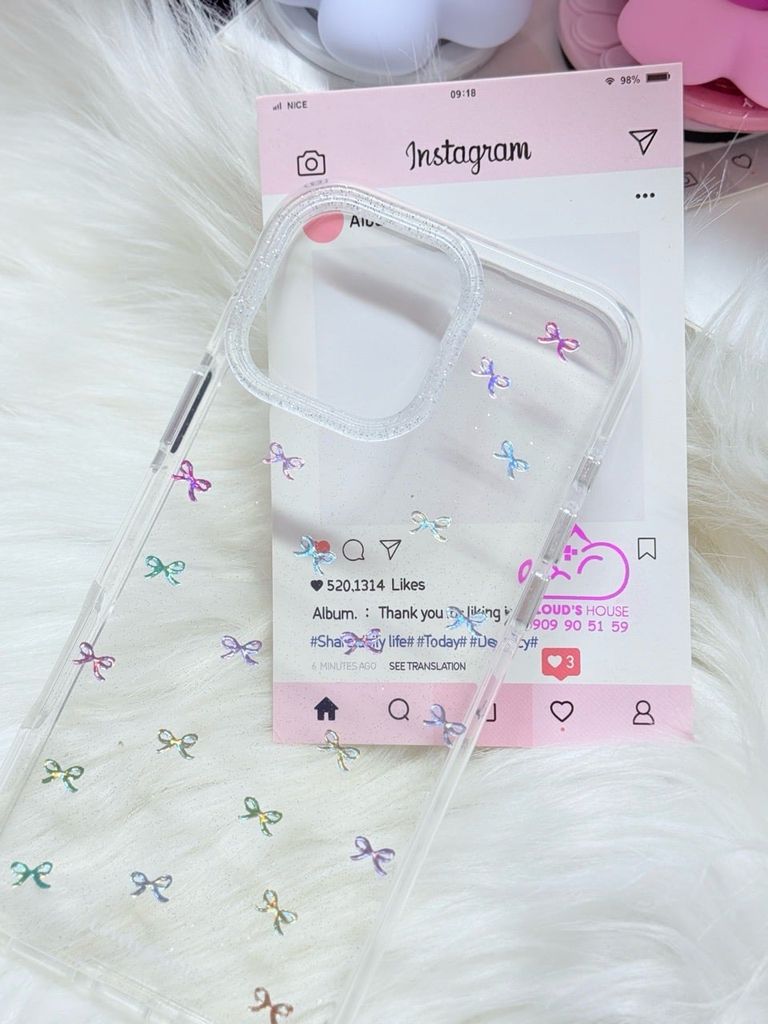 Case Ốp điện thoại iPhone Bling Bling Nơ nhiều màu kute viền camera lấp la lấp lánh iPhone 13/14/15/16/17Pro/Promax