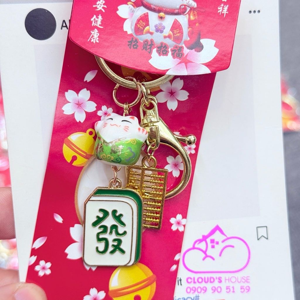 Móc Khóa Mèo Hoa Anh Đào Tết 2026