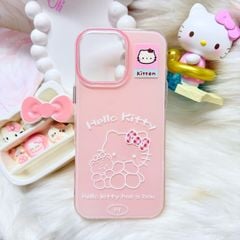 Case Ốp điện thoại iPhone Hello Kitty Hồng Pastel ánh nhũ Kute iPhone 13/14/15/16/17/Pro/Promax (Kitten)