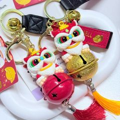 Móc Khóa Ông Lân Ôm Chuông Lớn Đỏ Tết