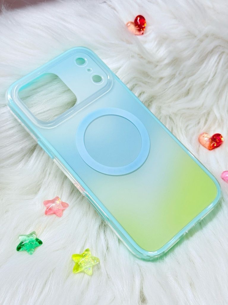 Case Ốp điện thoại iPhone Ombre Xanh Vàng Có Nút Control Magsafe iPhone 13/14/15/16/17Pro/Promax