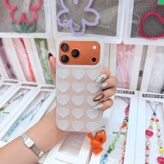 Case Ốp điện thoại iPhone chất silicone HÍT nam châm trái tim màu trắng iPhone 15/16/17Pro/Promax