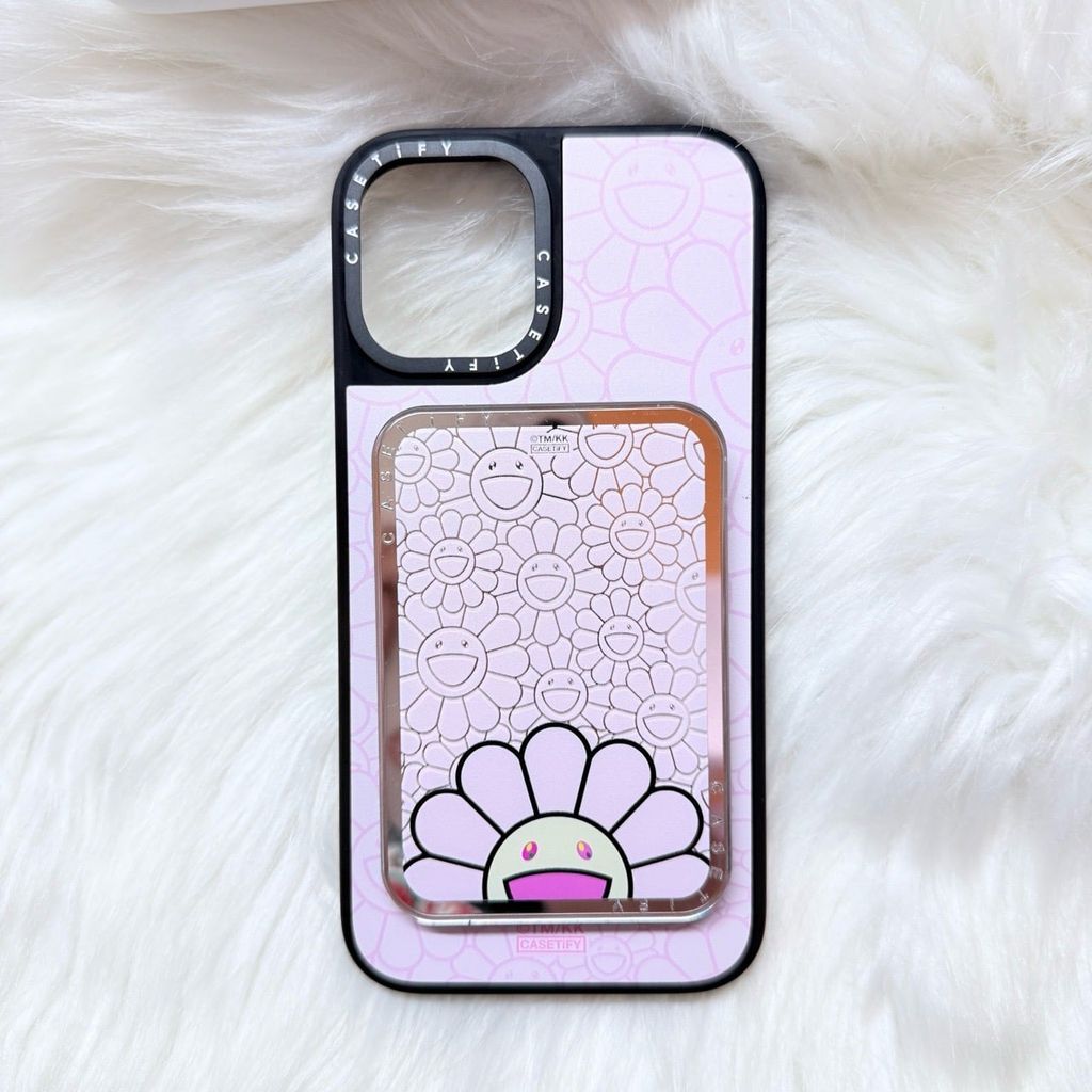 Case Ốp Điện thoại iPhone Hoa Cười Gương Nền Hồng x Murakami Flower Mirror CaseTify iPhone 17/16/Promax