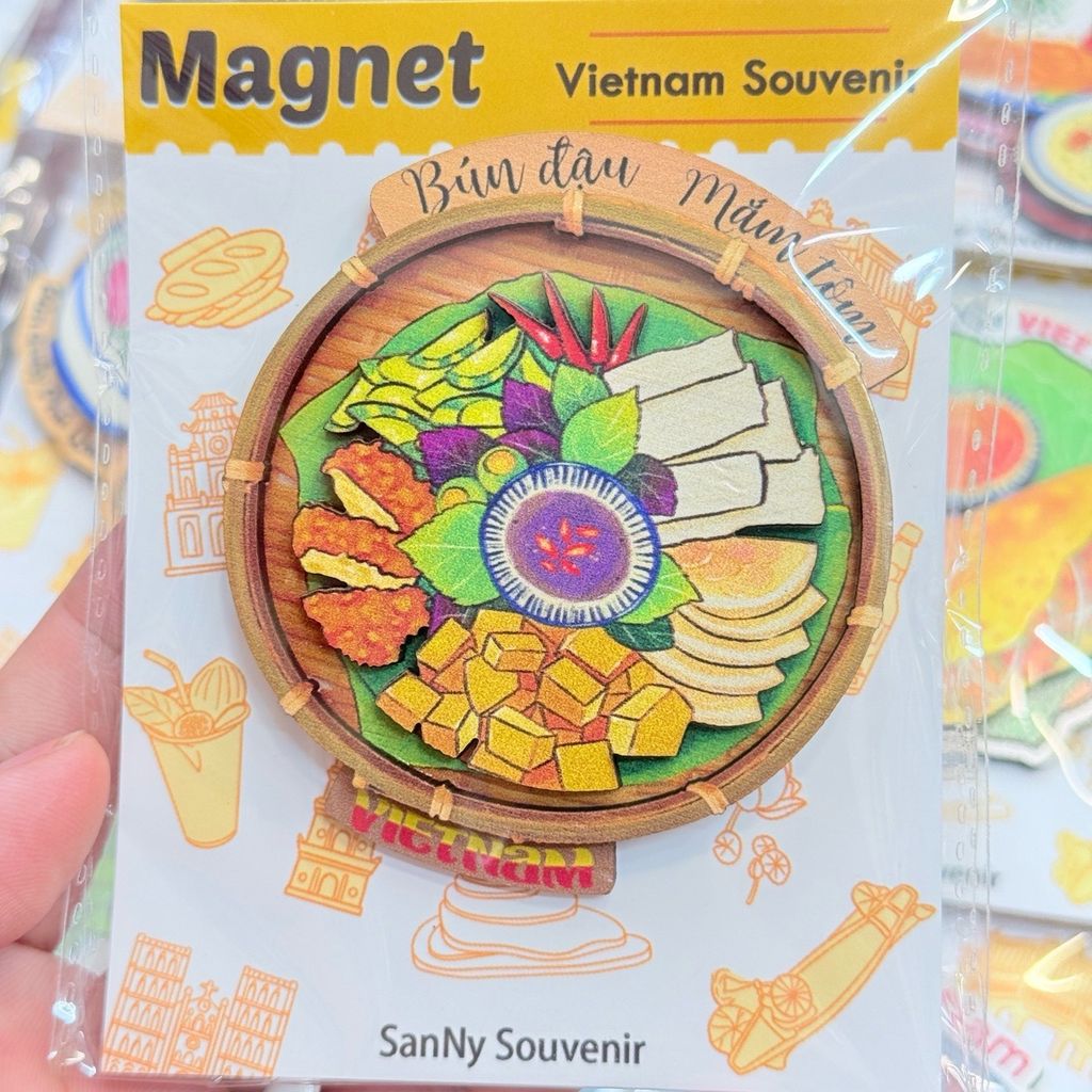 Nam châm Gỗ 3D Trang Trí Tủ Lạnh Fridge Magnet - Hình Ảnh Con Người Việt Nam - Món Ăn Việt Nam - Quà lưu niệm Việt Nam