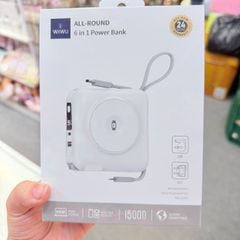 POWERBANK - Sạc dự phòng Pin dự phòng WiWU All-Round Wi- P051 6 trong 1 có cổng Type-C và ổ cắm AC 15.000MAH