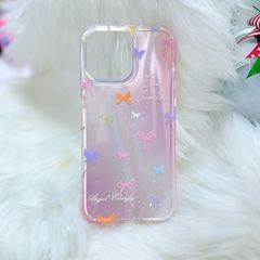 Case Ốp điện thoại iPhone Nơ Nhiều Màu Angel Energy Hologram Bling Bling iPhone 13/14/15/16/Pro/Promax