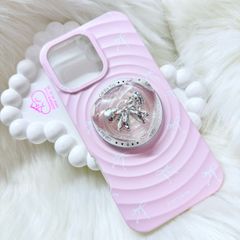 Case Ốp điện thoại iPhone Prettybow Nơ Trắng Nền Hồng Magsafe iPhone 17/16/15/14/13/12/Pro/Promax