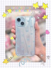 Case Ốp điện thoại iPhone Nơ Xanh Dương Hologram Bling Bling iPhone 13/14/15/16/Pro/Promax